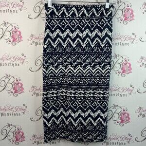Ultra teeze skirt long style Chic Black navy and White Patterned Pencil Skirt